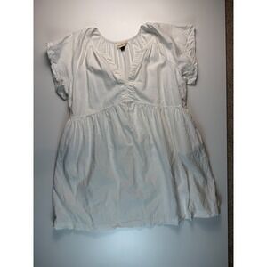 Universal Thread White Linen Blend Babydoll  Dress XXL‎ Short Sleeve Pockets